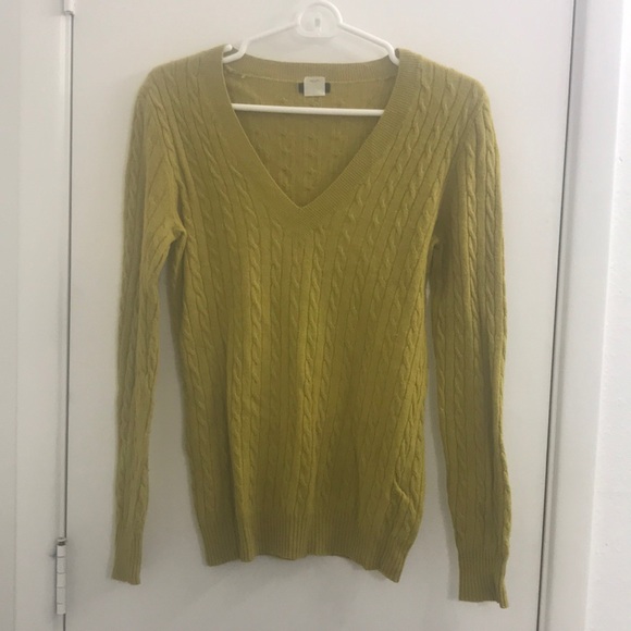 Jcrew mustard cable-knit vneck sweater - Picture 1 of 2